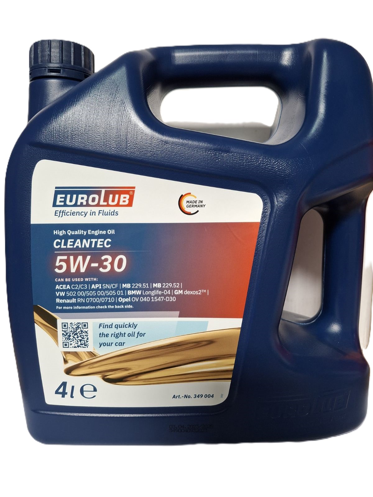 Масло моторне синтетичне EUROLUB CLEANTEC SAE 5W/30 Engine Oil 4L